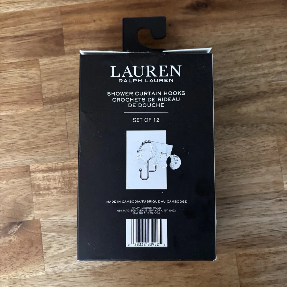 Lauren Ralph Lauren Set Of 12 Shower Curtain Hooks Rust Resistant Classic NEW